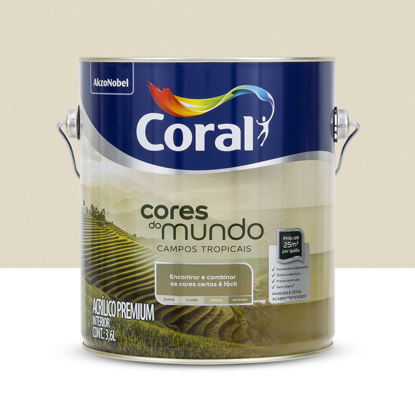 Tinta Acrílica Fosca Cores do Mundo Premium Interior Campos Tropicais Suave 3,6 L Coral