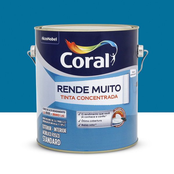 Tinta Acrílica Fosca Rende Muito Standard Interior e Exterior Azul Profundo 3,2 L Coral