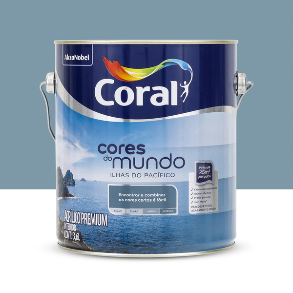 Tinta Acrílica Fosca Cores do Mundo Premium Interior Ilhas Do Pacífico Médio 3,6 L Coral