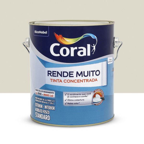 Tinta Acrílica Fosca Rende Muito Standard Interior e Exterior Branco Gelo 3,2 L Coral