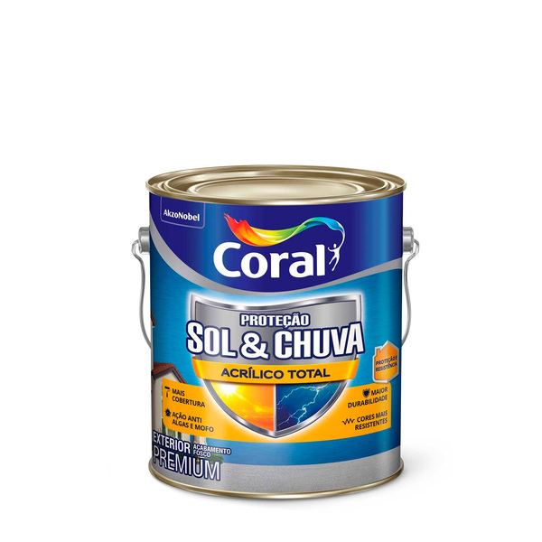 Tinta Acrílica Fosca Proteção Sol & Chuva Premium Exterior Cogumelo Japonês 3,6 L Coral