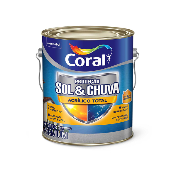Tinta Acrílica Fosca Proteção Sol & Chuva Premium Exterior Gelo 3,6 L ...