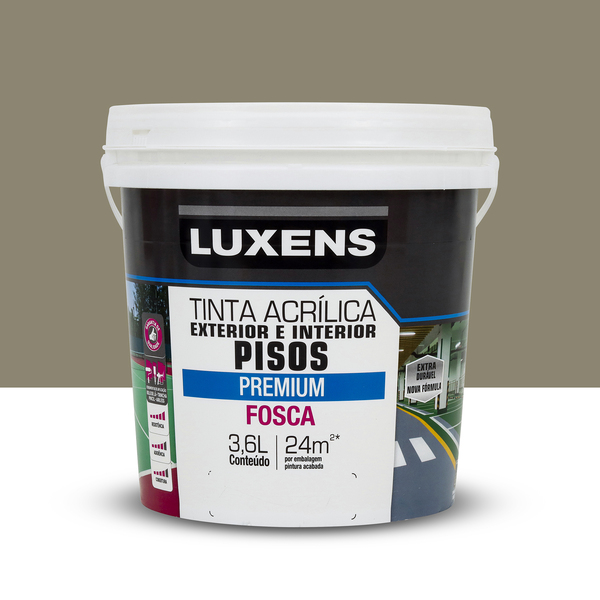 Tinta Acrílica para Piso Fosca Premium  Concreto 3,6L Luxens