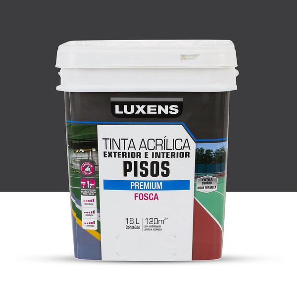 Tinta Acrílica para Piso Fosca Premium Preto 18L Luxens