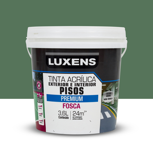 Tinta Acrílica para Piso Fosca Premium Verde 3,6L Luxens