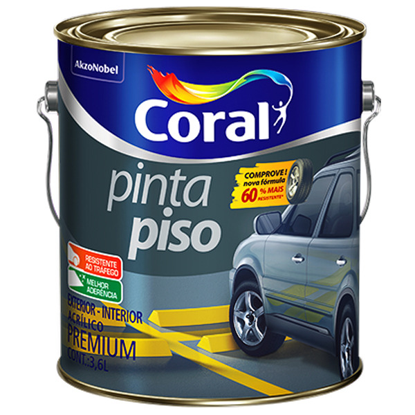 Tinta Acrílica para Piso Fosco Premium Pinta Piso Branco 3,6 L Coral