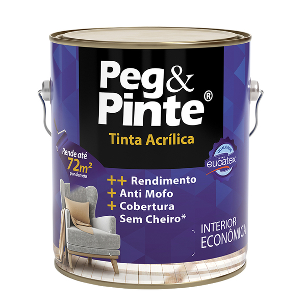 Tinta Acrílica Peg E Pinte Para Interior Branco Neve 3,6l