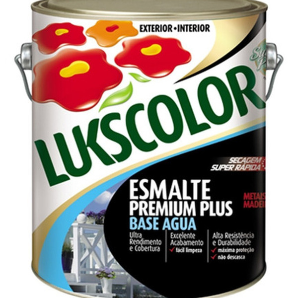 Tinta Esmalte Acetinado Base Água Preto 3.600l Lukscolor Preto