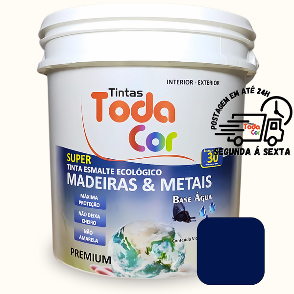 Tinta Esmalte Base Água Ferro Madeira Metal 3,6l Cores - Azul