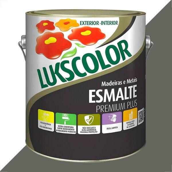 Tinta Esmalte Lukscolor Alto Brilho 3600ml Cinza Chassis