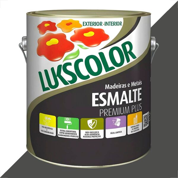 Tinta Esmalte Lukscolor Alto Brilho 3600ml Cinza Escuro