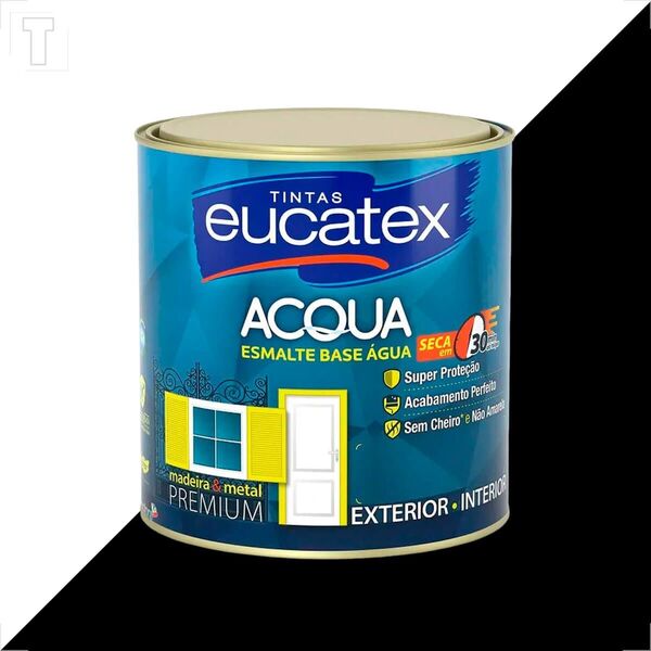 Tinta Esmalte Sintetico Eucatex 900ml Base Agua Preto Brilhan