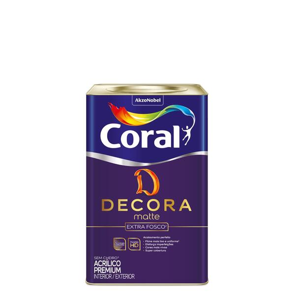 Tinta Fosco Decora Interno e Externo Branco 18l Coral
