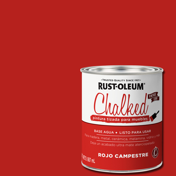 Tinta Chalked Efeito Giz Ultra Fosco Vermelho Fazenda Lata 887mL Rust-Oleum