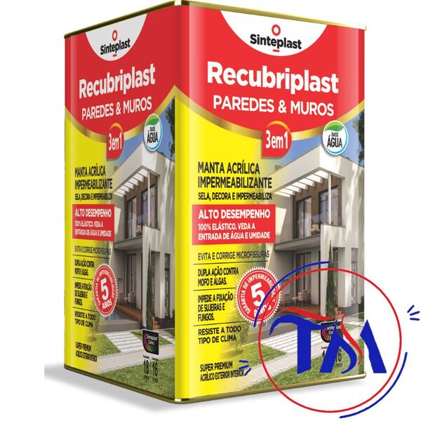 Tinta Imperemeab. Para Paredes E Muros, Recubriplast 18 Lt Co