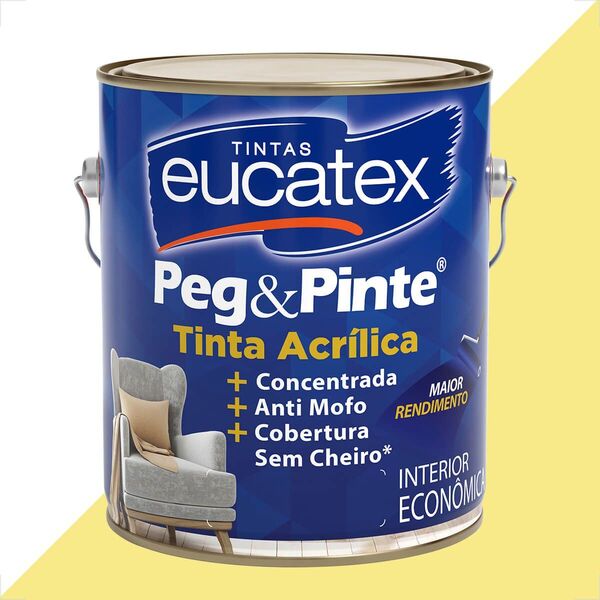 Tinta Latex Eucatex Peg Pinte Acrilico Amarelo Canario 3600ml