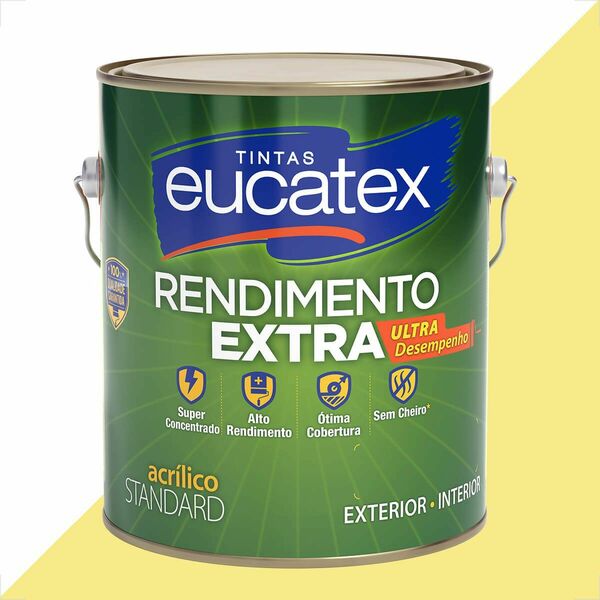 Tinta Latex Eucatex Rendimento Extra Amarelo Canario 3600ml