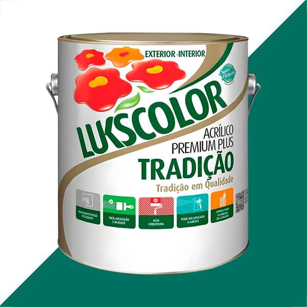 Tinta Latex Lukscolor Tradicao Acrilico Fosco 3600ml Verde