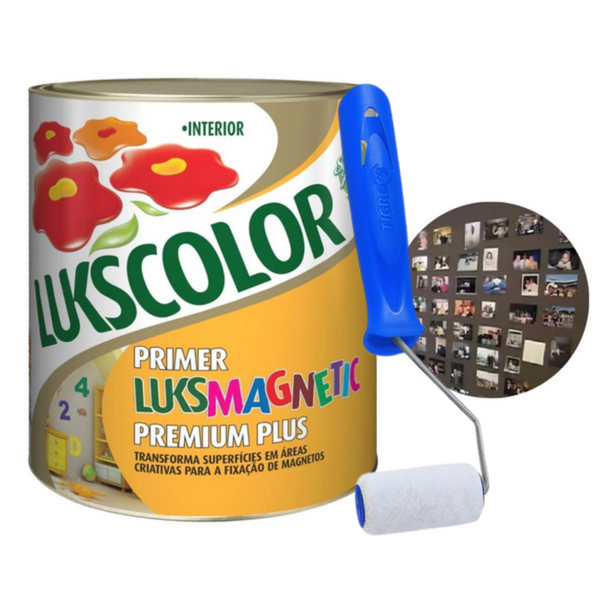 Tinta Magnética Imã Paredes Lukscolor 900ml + Rolo Lã 5cm Tig