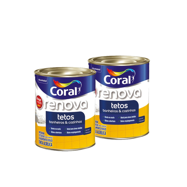 Tinta Renova Tetos Branco 3,6L Coral  - 2 Unidades