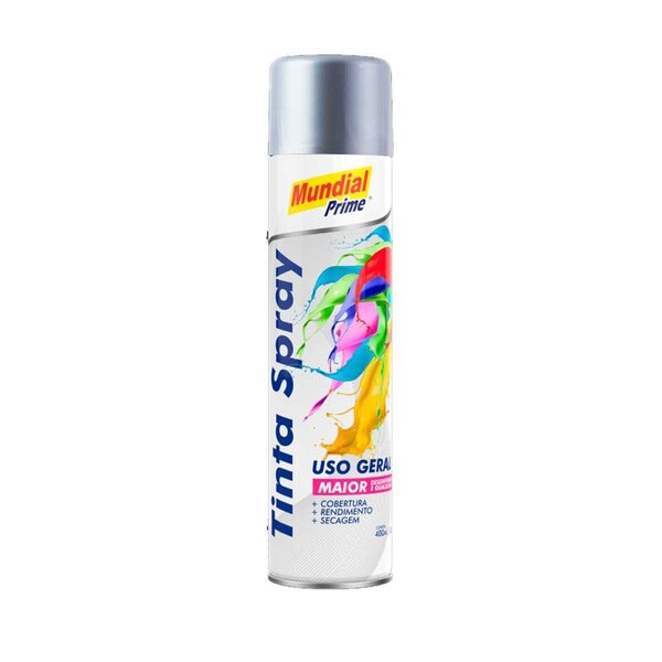 Tinta Spray 400ml Mundial Prime Metalica Prata
