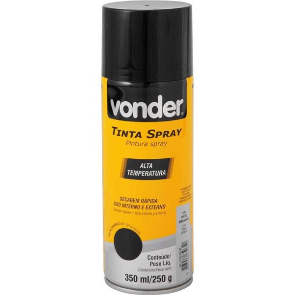 Tinta Spray Acrílica Alta Temperatura Preto 350ml/250g Vonder