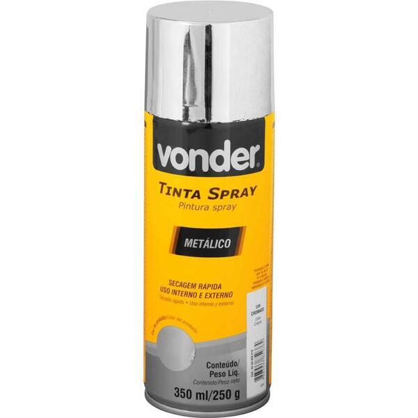 Tinta Spray Acrílica Cromado Metálico 350ml/250g Vonder