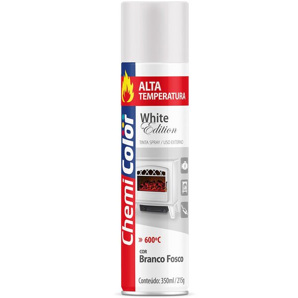 Tinta Spray Chemicolor Alta Temperatura Branco Fosco 400ml 198