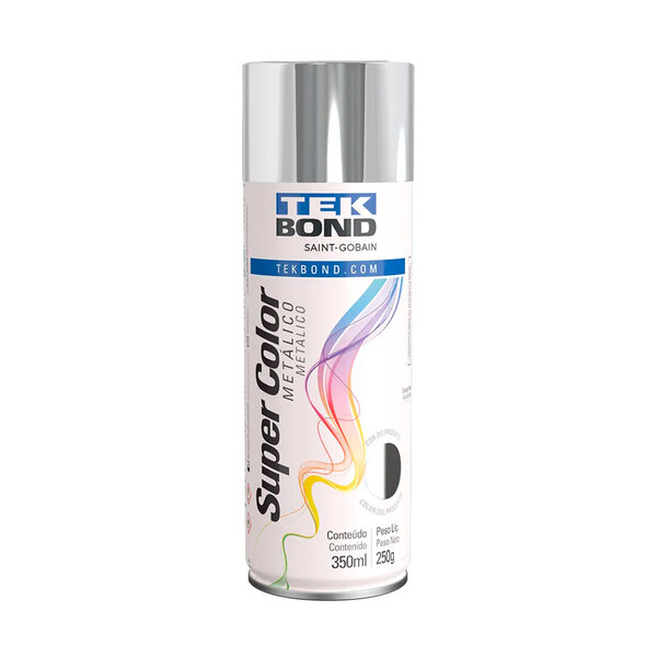 Tinta Spray Tek Bond Cromado Metalico Super Color 350ml/250g