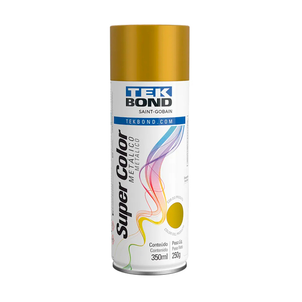 Tinta Spray Tek Bond Ouro Metalico Super Color 350ml/250g