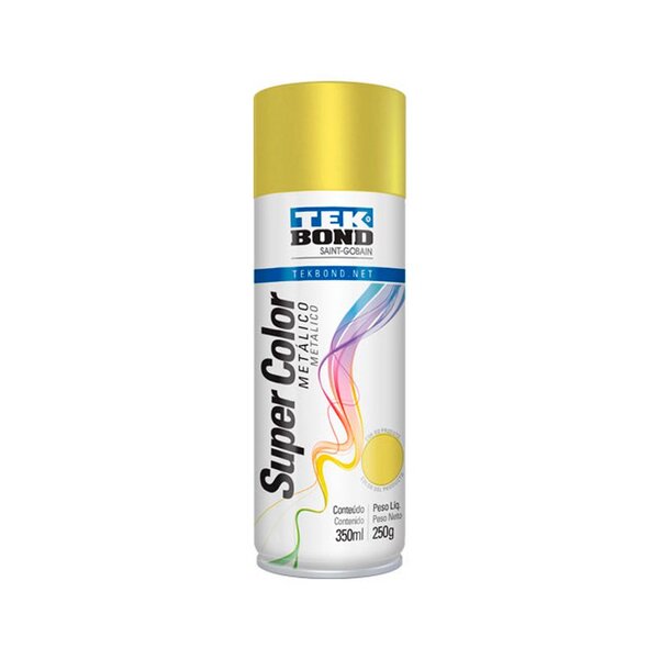 Tinta Spray Tek Bond Super Color Metálico Ouro 350ml 250g