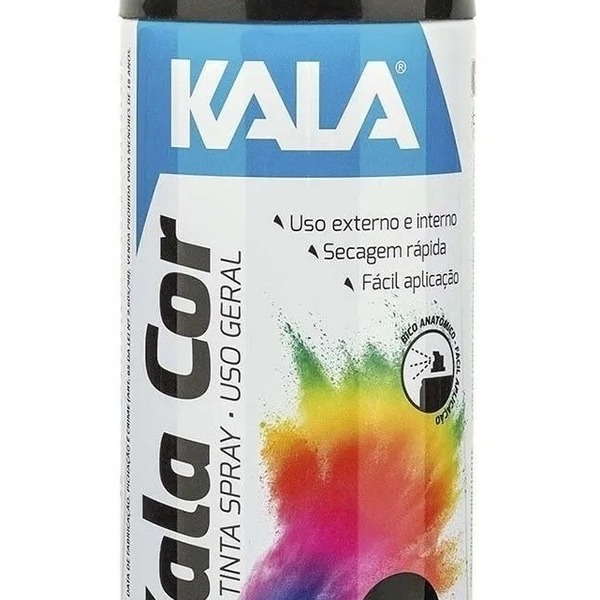 Tinta Spray Uso Geral 350ml Kala Várias Cores Preto Brilhante