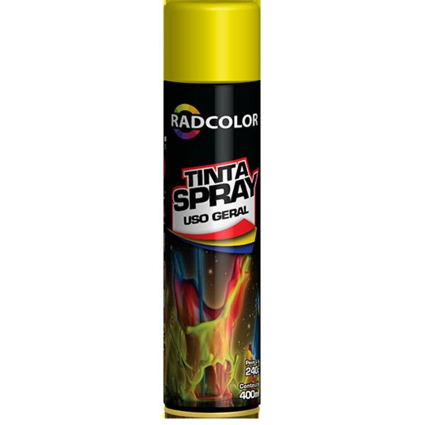 Tinta Spray Uso Geral Amarelo Brilho Radcolor 400ml Rc2110