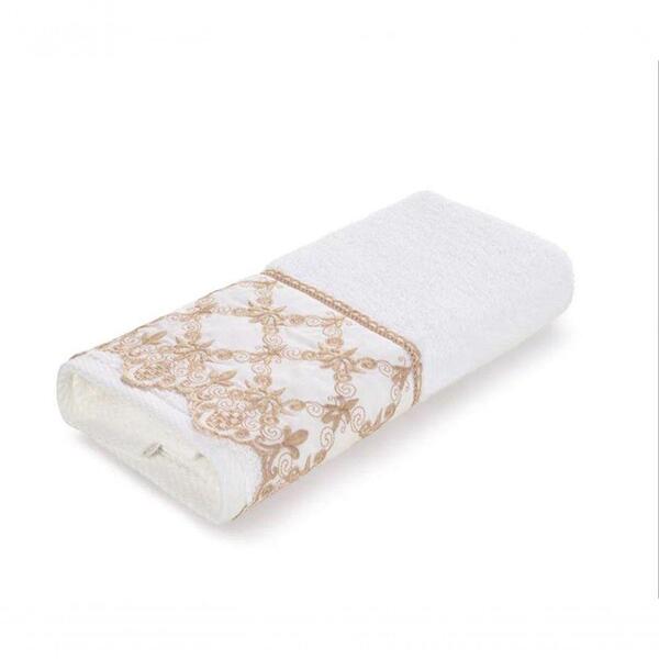 Toalha Banhão Fio Penteado Constanza Branco/ Rosa