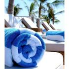 Toalha Banhão Praia Teka De Piscina Listrada Azul Luxo