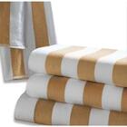 Toalha Banhão Praia Teka De Piscina Listrada Bege Luxo