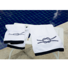 Toalha Bordada De Rosto Com Barra Azul Marinho