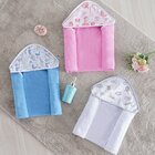 Toalha Capuz Bebê 70x70cm Malha Atoalhada Pássaro Rosa