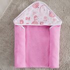 Toalha Capuz Bebê 70x70cm Malha Atoalhada Pássaro Rosa