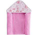 Toalha Capuz Bebê 70x70cm Malha Atoalhada Pássaro Rosa
