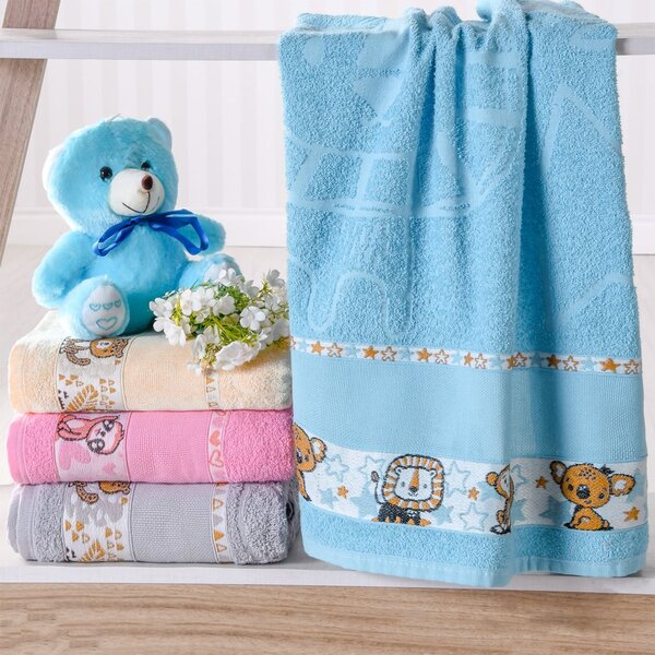 Toalha De Banho Infantil Com Barra Ponto Cruz 75x110