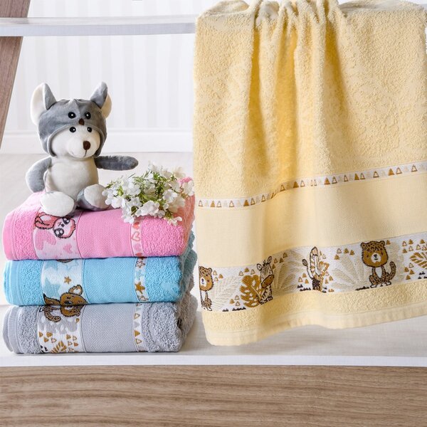Toalha De Banho Infantil Com Barra Ponto Cruz 75x110