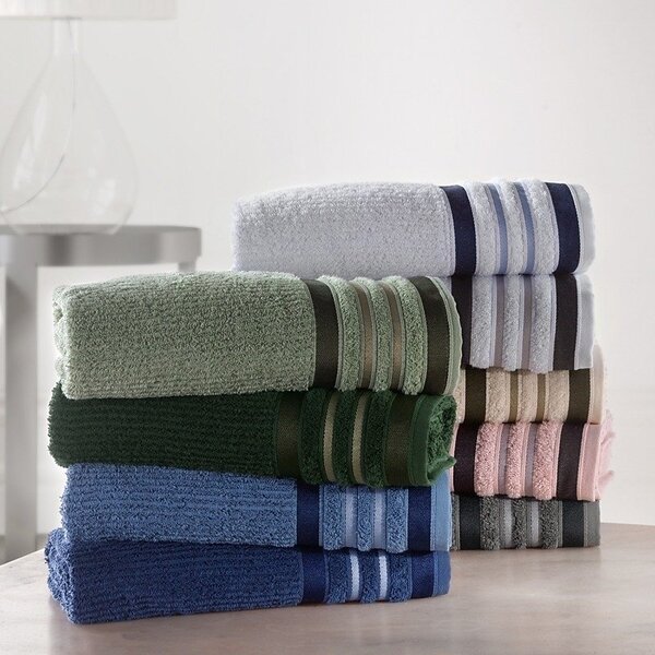 Toalha De Banho Jacquard 400g/m² - Boston Branco Com Azul