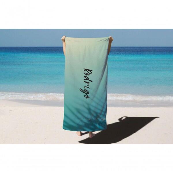 Toalha De Banho Verão Praia Azul Sombra Nome Rodrigo