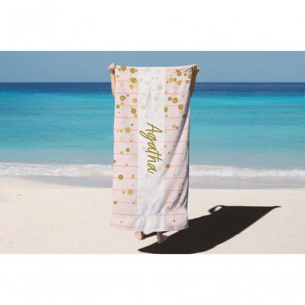 Toalha De Banho Verão Praia Bolinhas Nome Agatha
