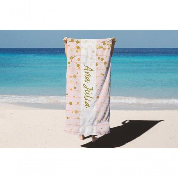 Toalha De Banho Verão Praia Bolinhas Nome Ana Júlia