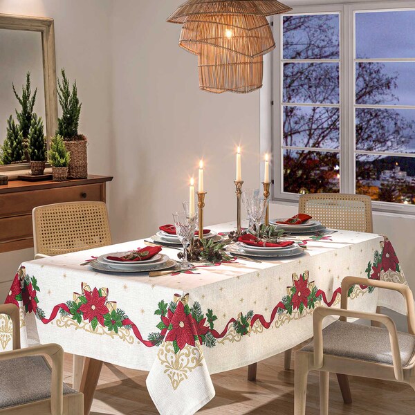 Toalha De Mesa 6 Lugares Athenas Dohler 1,40x2,10m Natal 105