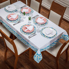 Toalha De Mesa Avulsa Luna Floral Azul P/ 06 Lugares - Tecido