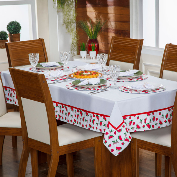 Toalha De Mesa Avulsa Luna Melancia Vermelho P/ 06 Lugares -