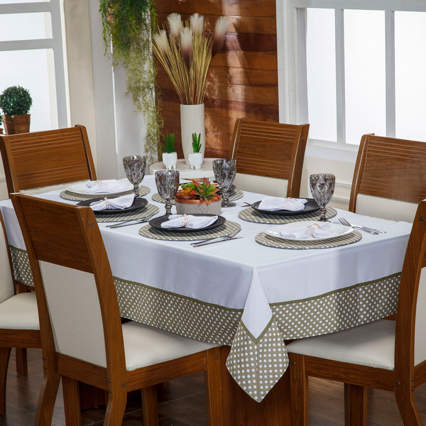 Toalha De Mesa Avulsa Luna Poá Caqui P/ 06 Lugares - Tecido O